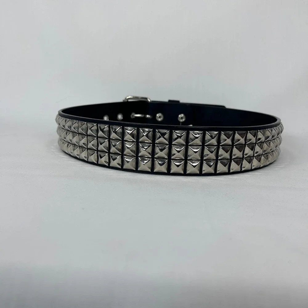 Black Triple-Row vStudded Belt  Punk / Grunge Alternative Waist Band (S/M)